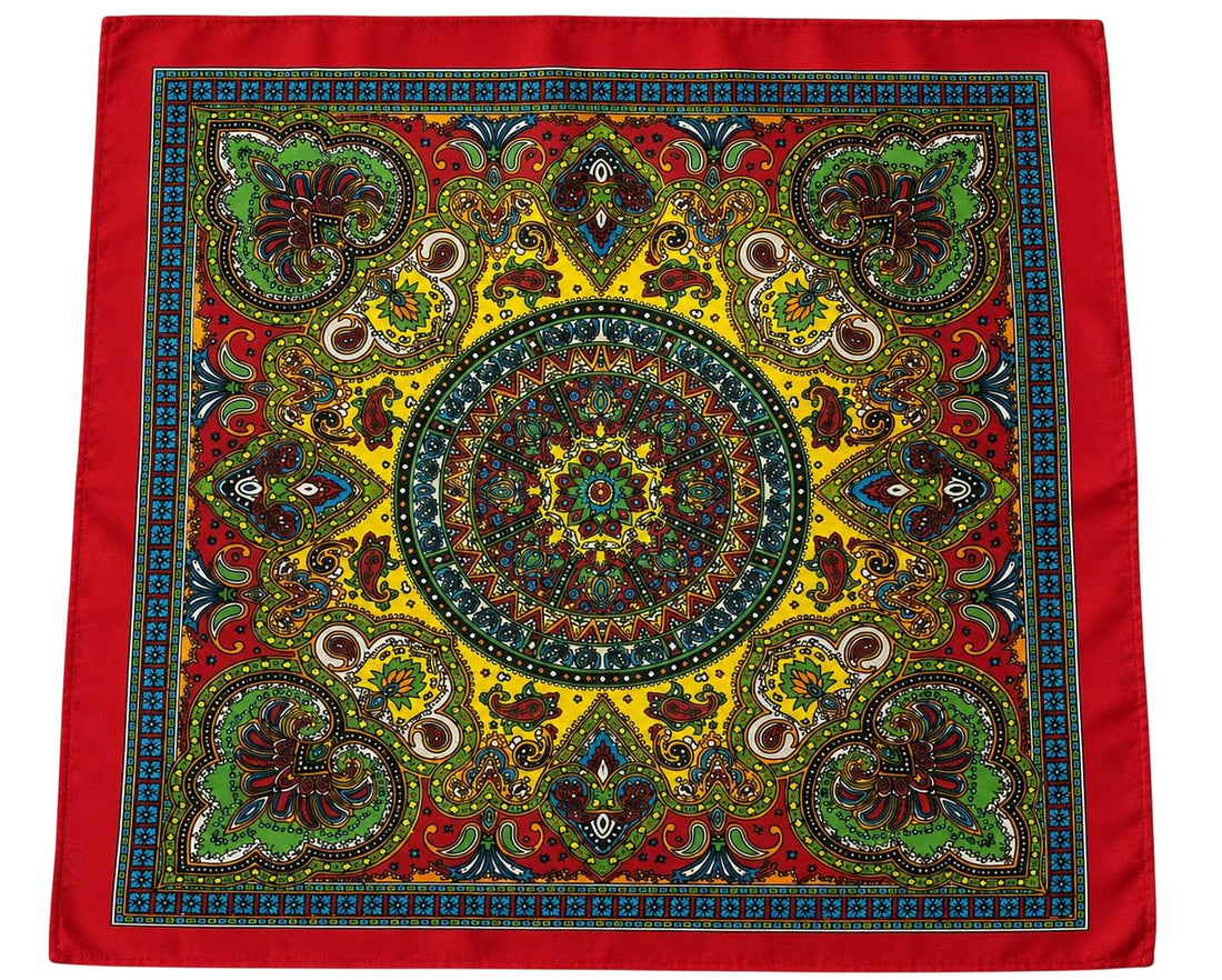Women's Satin Square Scarf, Red Paisley Print, 55cm x 55cm, Head Wrap