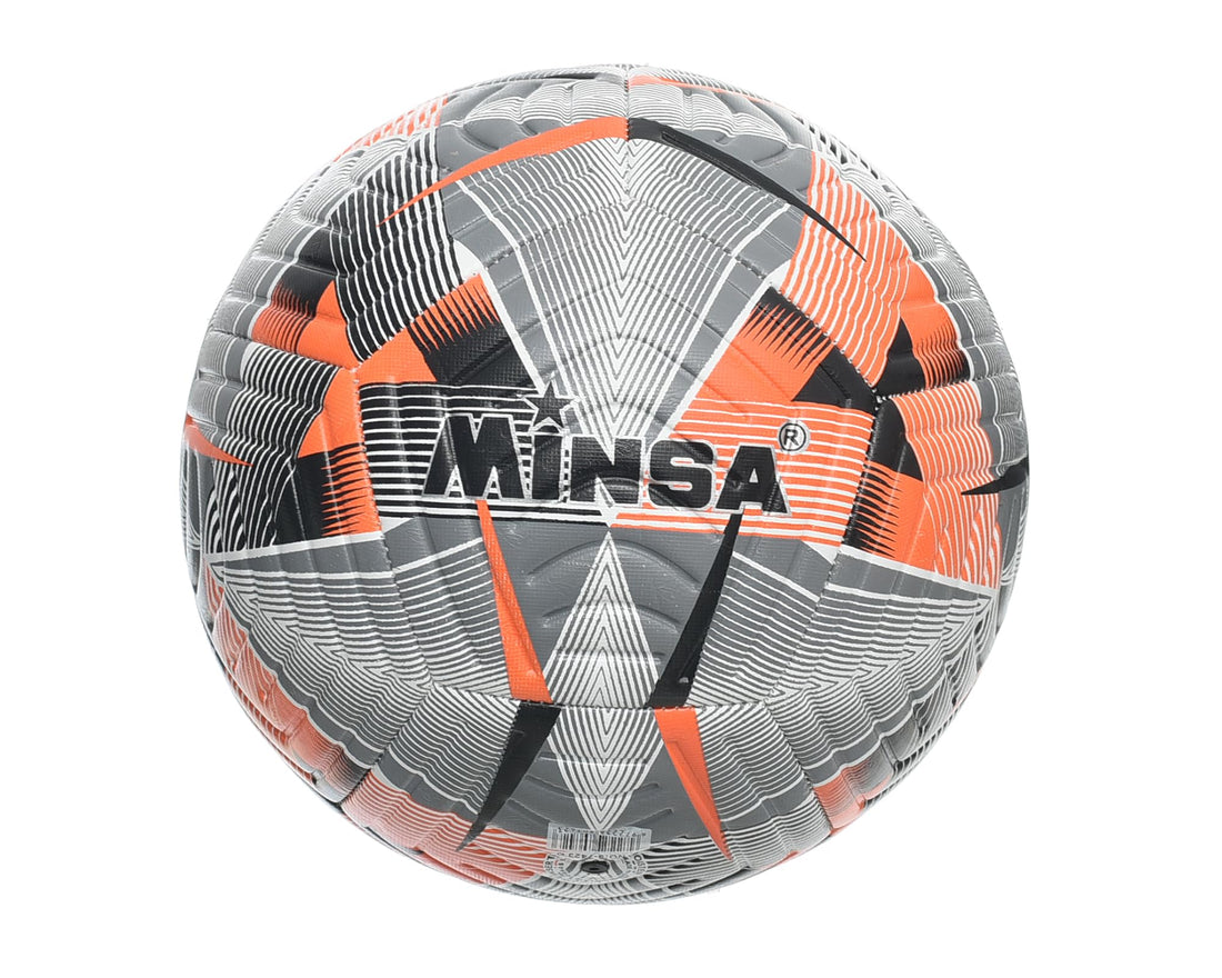 MINSA Size 5 Soccer Ball M271 Striped Blue/Orange Design for All Surfaces