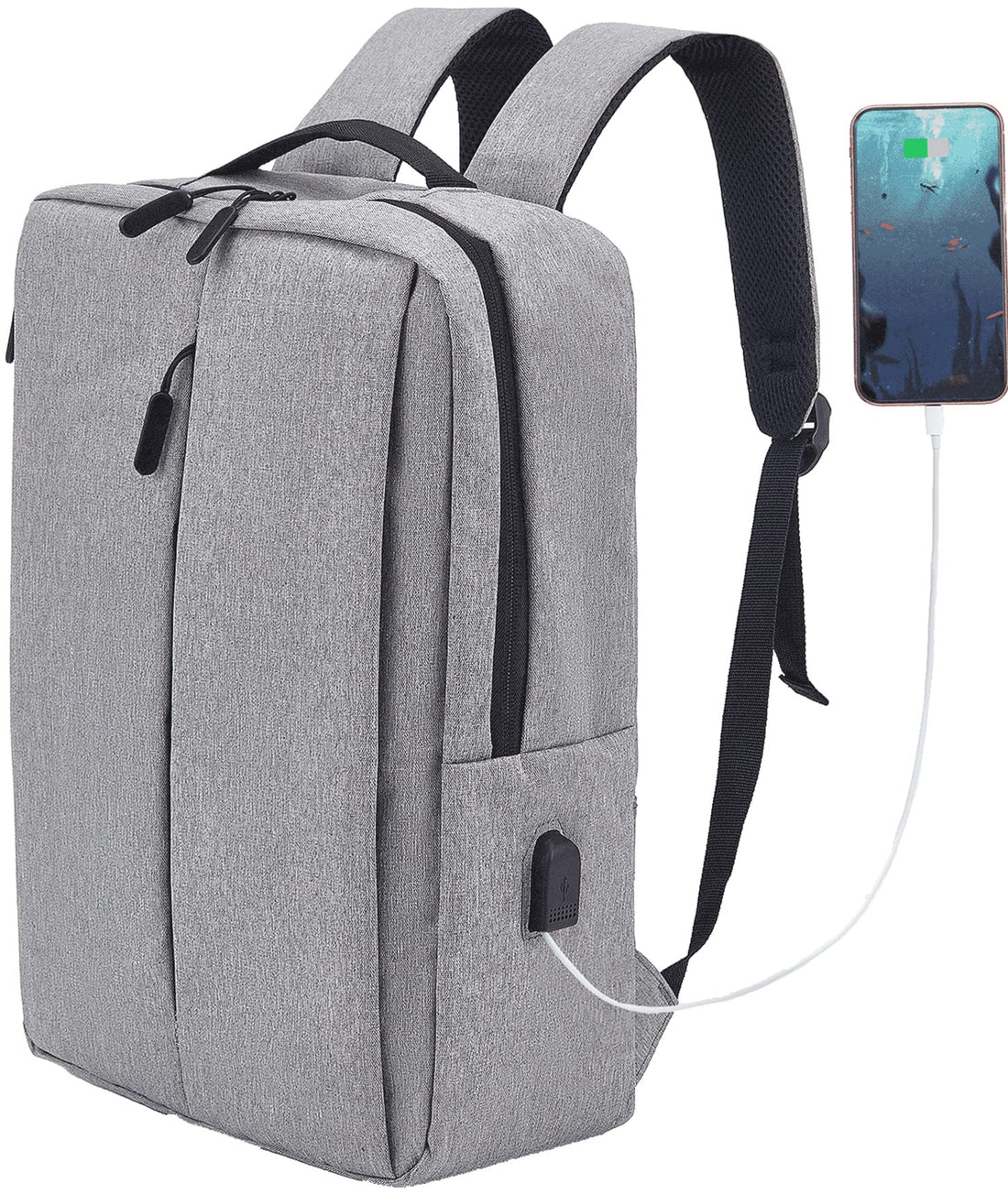 Travel Laptop Backpack Business Anti Theft Slim Durable Laptops Backpack with USB Charging Port Water Resistant College School Computer Bag Gifts for Men & Women Fits 15.6 Inch Notebook Grey