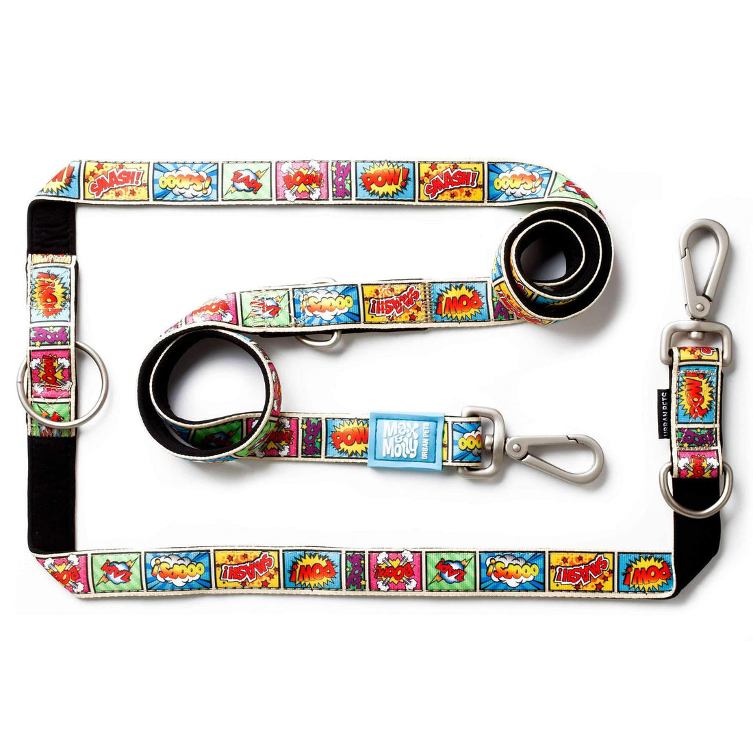 Max & Molly 6-in-1 Hands Free Multi-Function Dog Leash, Ultra Soft Padded Neoprene, Comic S