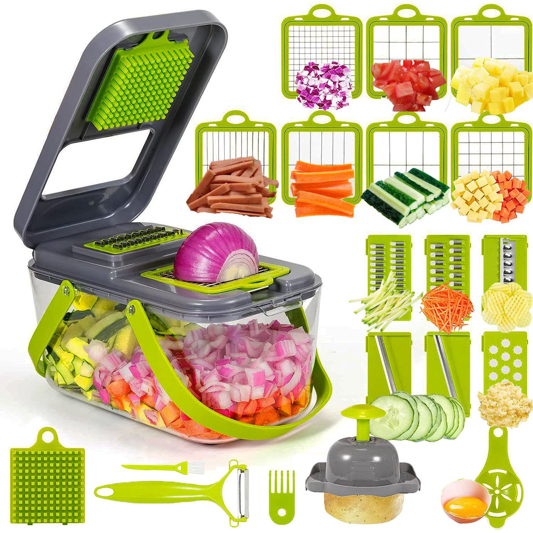Portal Vegetable Chopper, Onion Chopper, Multifunctional Food Chopper, Vegetable Slicer Cutter Dicer Veggie chopper with 12 Blades