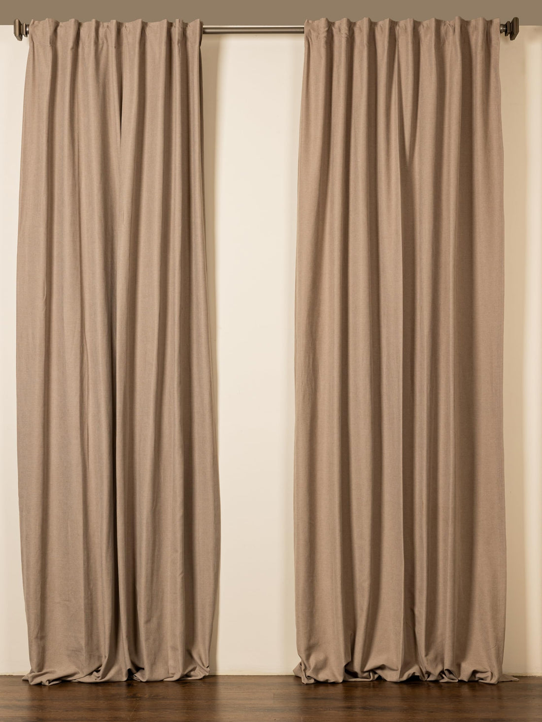 Curtains & Rods Zarmin Premium Linen Velvet Blend Curtains - 70% Linen, 30% Velvet, Soft Texture and Light Filtering - Café - 1 Panel (140cm W x 280cm L)