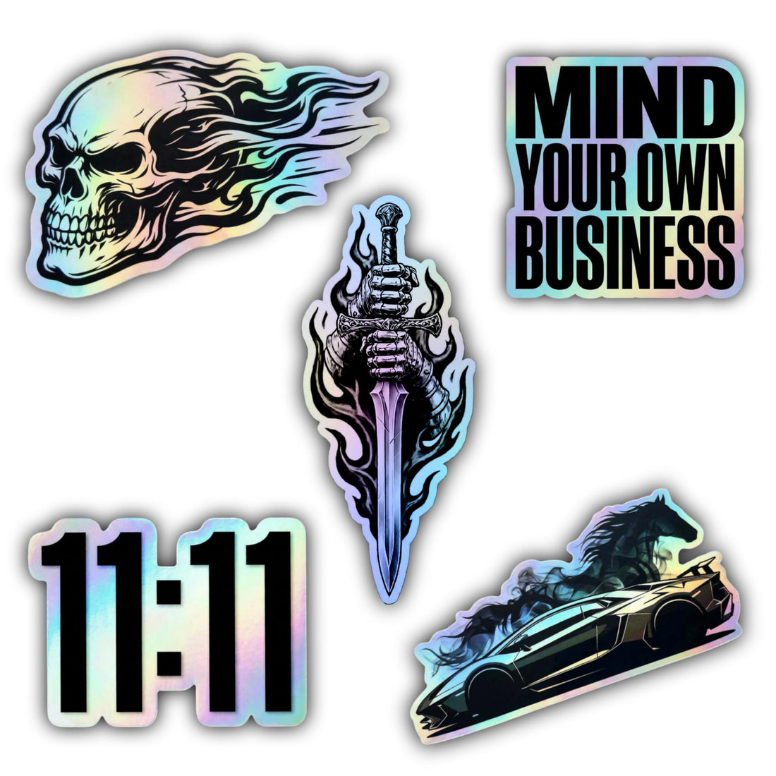 Vinyl Stickers - 6x6 cm Durable & Waterproof Decals for Laptops, Phones, and Notebooks by Artal (Holographic Cars & Motorcycles)