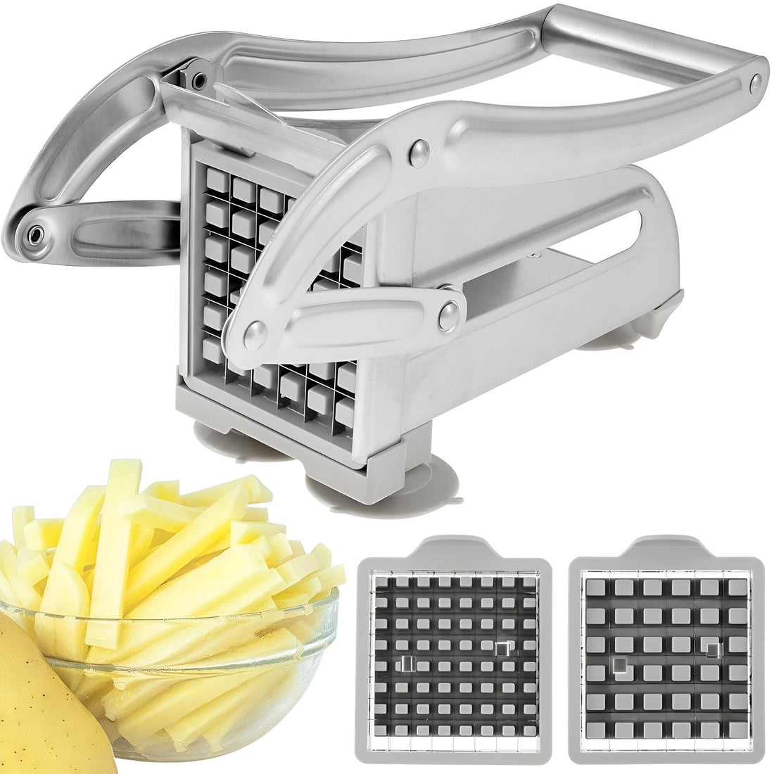 Potato Cutter, Practical and Useful Stainless Steel Potato Cutter for Cutting Potatoes, Carrots, Cucumbers and Other Vegetables, Stainless Steel Finger Sticks