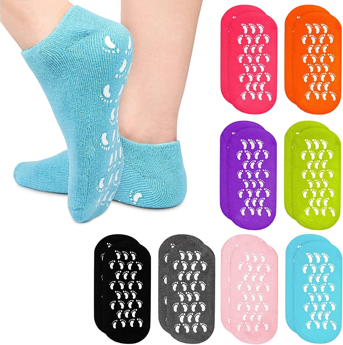 Spa Gel Socks Moisturizing and Repairing Cracked Skin@@ Dry Foot Care and Skin Care Foot Care (Orange)