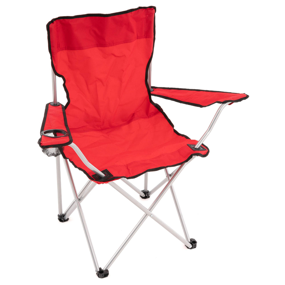 Nexos Trading Fishing Chair Folding Chair Camping Chair with Armrest Drink Holder 86 x 42 x 42 cm up to 100 kg Load Capacity with Carry Bag (Red)