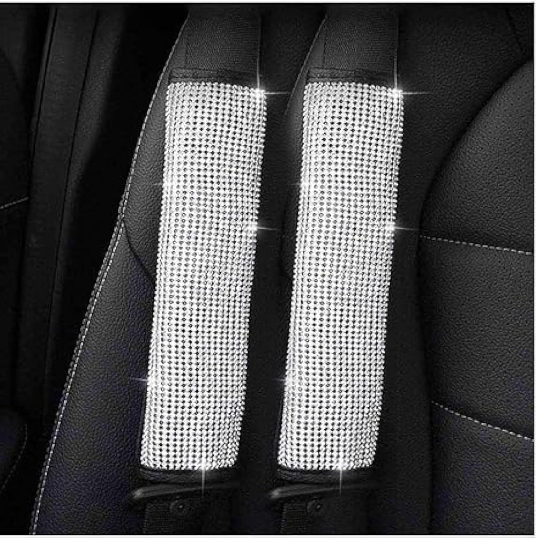 USHOP 2 Pack Bling Car Seat Belt Shoulder Pads Bling Car Seat Belt Covers Bling Car Accessories Bling Crystal Diamond Car Accessories for Women Girls