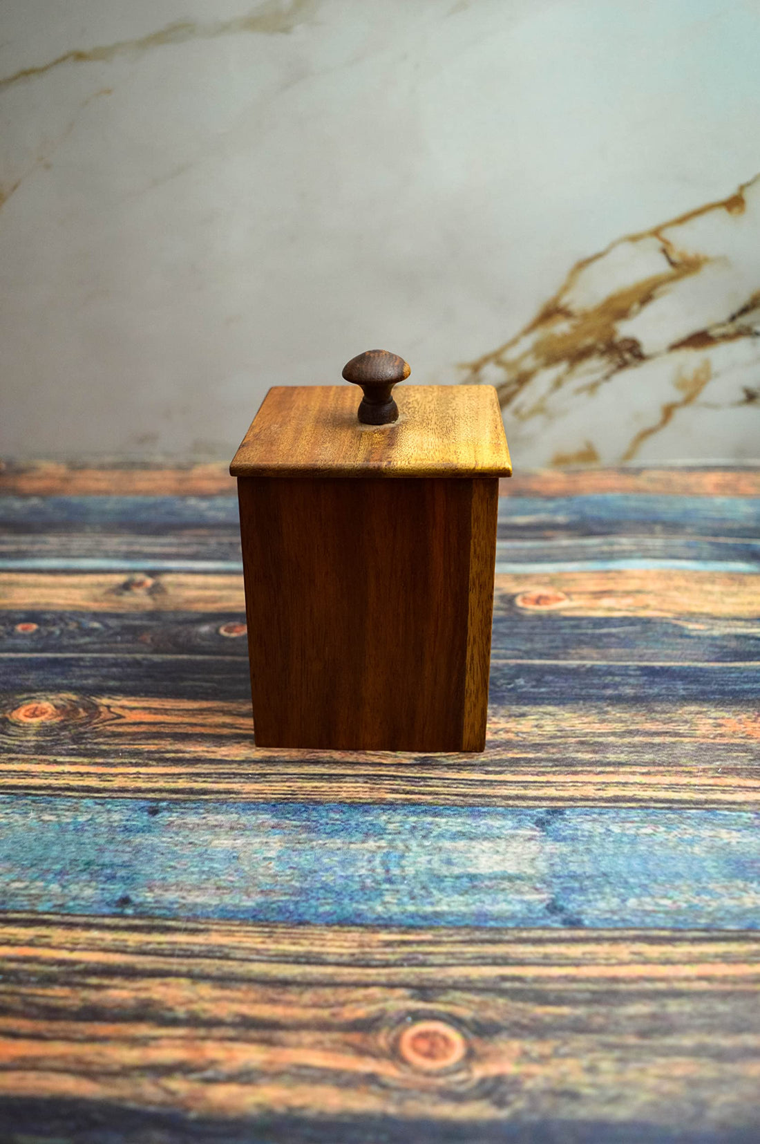 Egypt Antiques Square Spice Box Handmade Healthy Wood 100% Natural Colors From Heart Of The Tree
