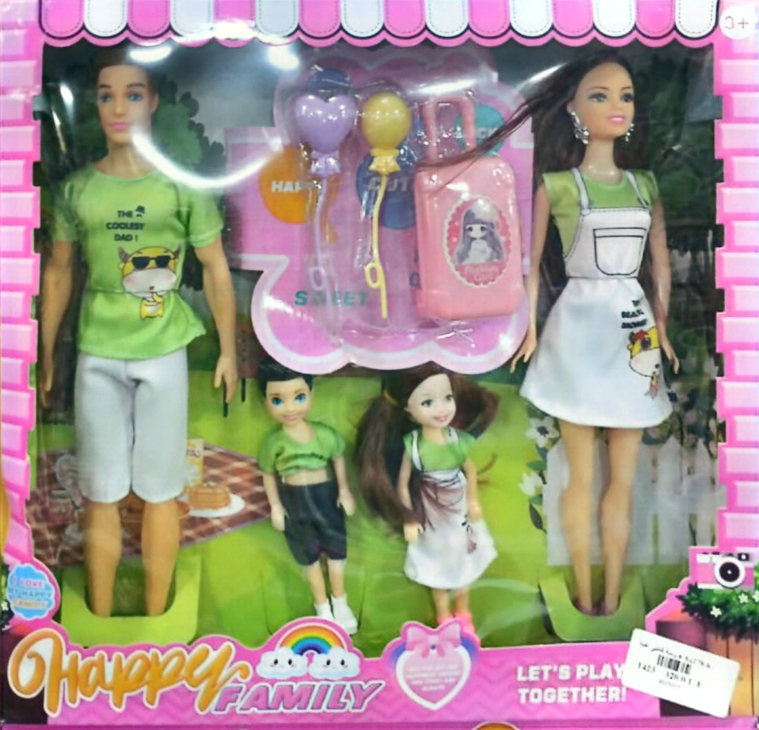 Next Store Happy Family Doll Set, Includes Father, Mom, and 2 Kids with Cool Accessories, Encourages Imaginative Play and Fosters Family Bonds, Perfect for Gifts and Special Occasions