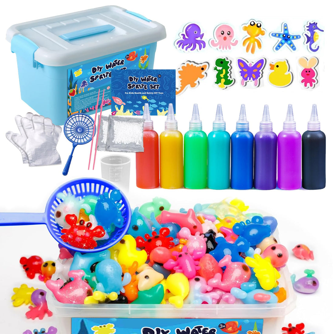 Magic Water Elf Toy Kit, Water Spirit Set Aqua Fairy Water Gel Kit 8 Magic Gels, 10 Shape Molds DIY Handmade Animal Creation Arts Crafts Birthday Christmas for Kids Boys Girls Toys Gifts Party Favors