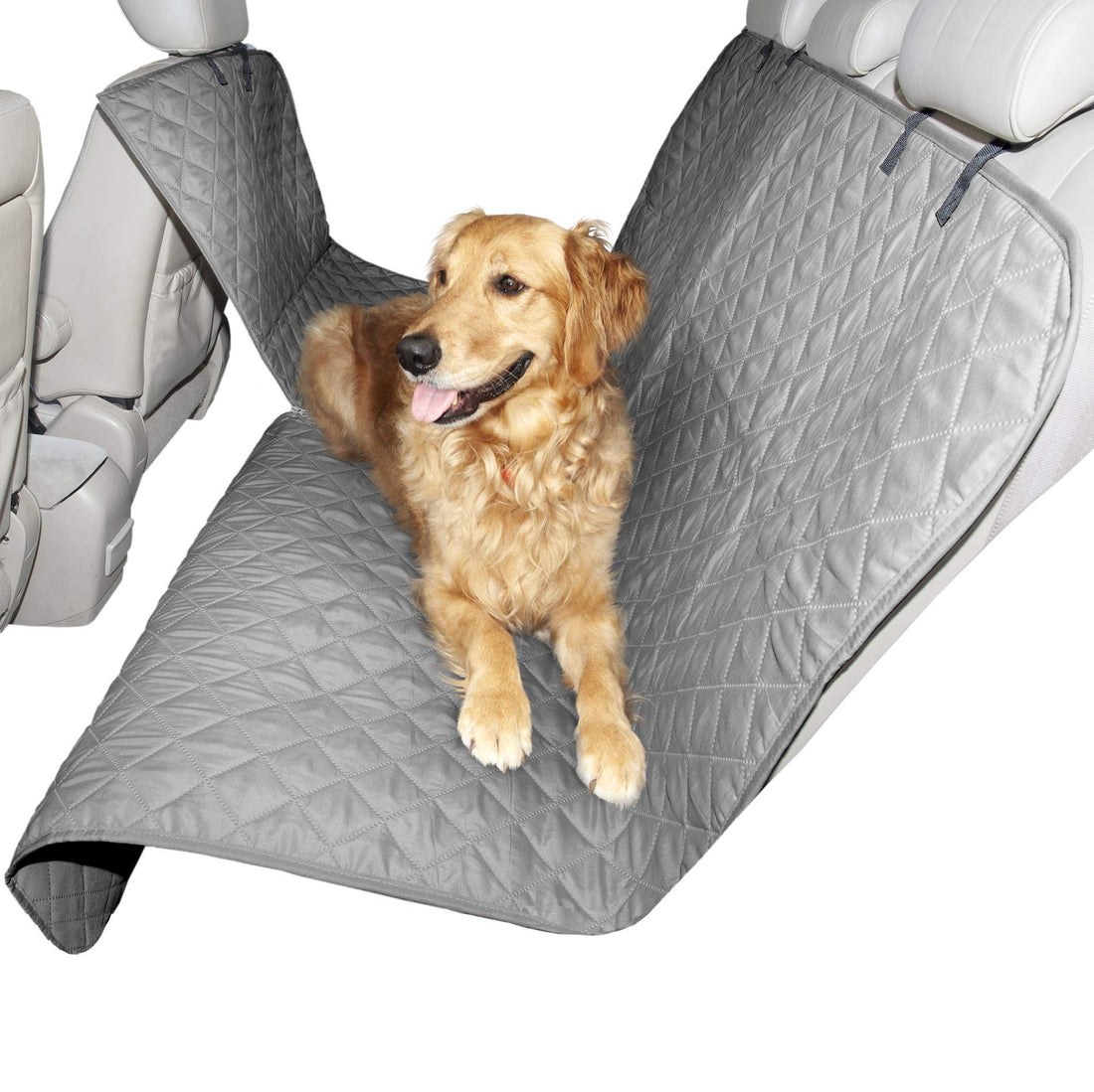 Furhaven Pet Furniture Cover - Universal Adjustable Water-Resistant Hammock-Style Quilted Backseat Cover Protector for Dogs and Cats, Gray, Hammock Seat