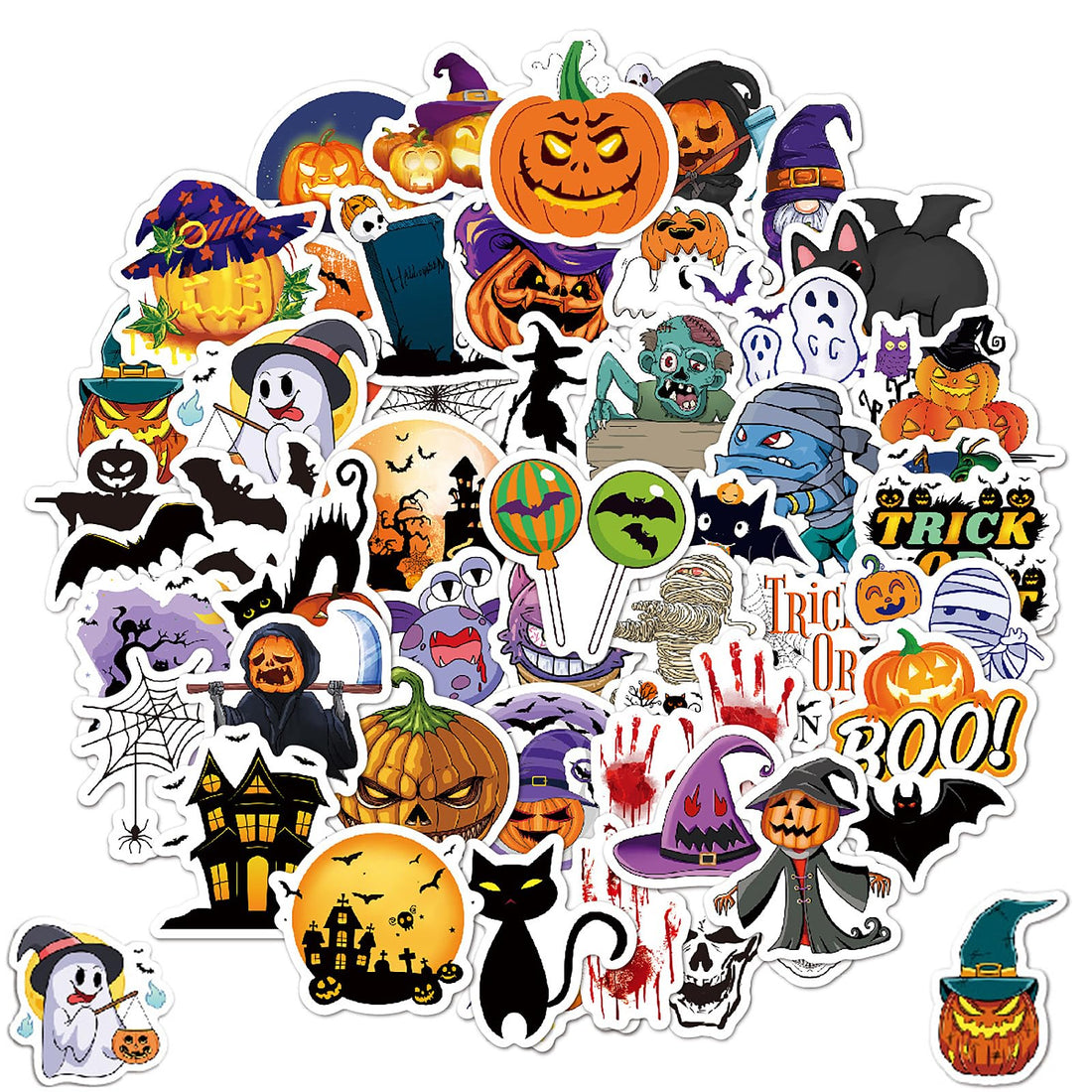 100 Pcs Halloween Stickers for Kids, Pumpkin Vinyl Waterproof Cute Sticker, Cartoon Pumpkin Decals for Pack Crafts Scrapbook, Water Bottle Laptop Skateboard Decoration