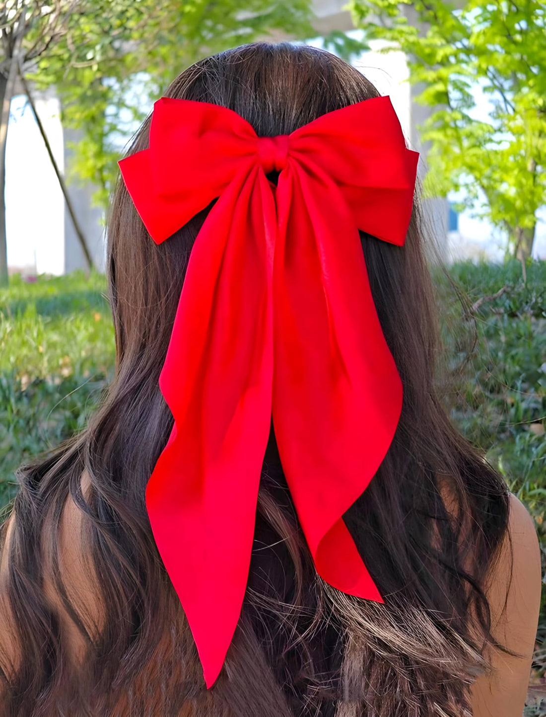 1 Pc Big long tail Hair Bows For Women Hair Clips For Girls soft Silky Satin Large Ribbons Long Tail Hair Bows Hair Barrettes Hair Accessories توك فيونكة شعر كبيرة للنساء، دبابيس شعر كبيرة (Red)