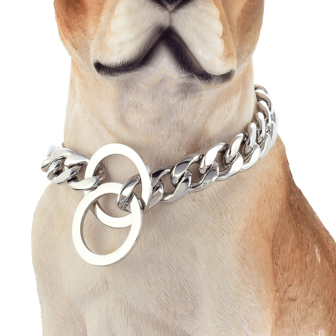 Dog Chain Collar 13/15/19MM High Polished Stainless Steel NK P Chain Cuban Link Strong Heavy Duty Chew Proof Walking Training Chain Leash Collar for Small Dogs(13mm, 20")
