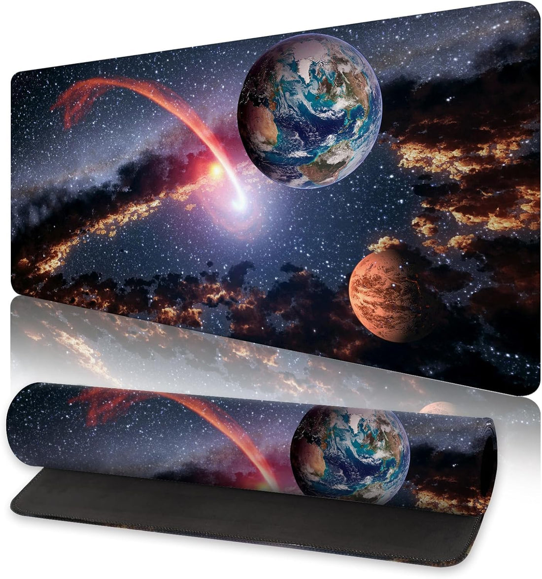 Earth & Galaxy Gaming Mouse Pad (70× 30cm) for Keyboard and Mouse Desk Mat – Anti Slip Rubber Base – Stitched Edges – Waterproof – Speed Edition