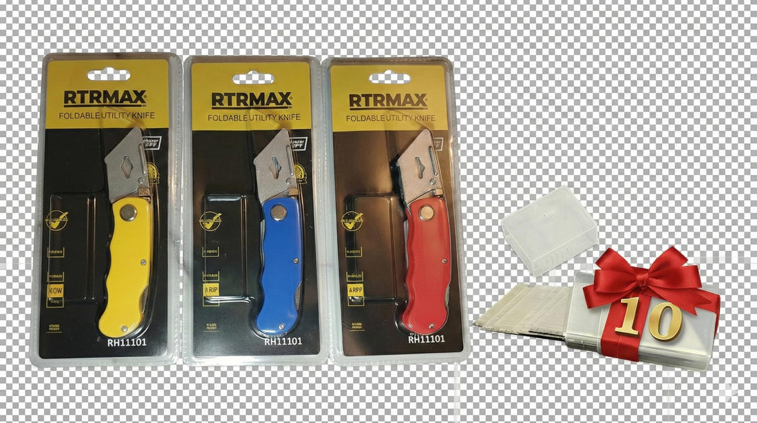 RH11101 Foldable Multi Cutter Metal Handle Replaceable Blades Set of 3 with 10 Blades