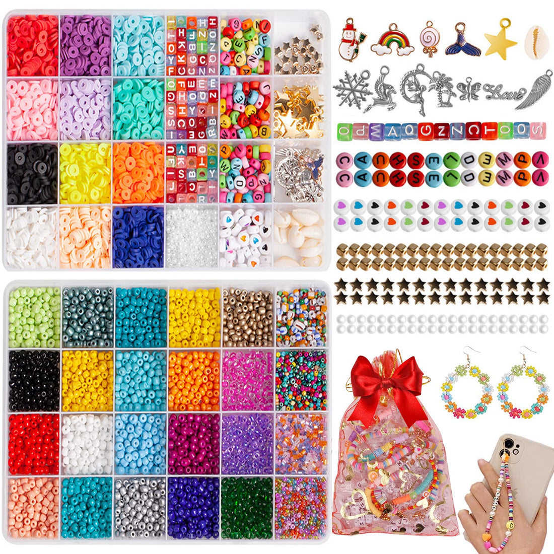 Bead Bracelet DIY Kit - 9000+ Pieces Bracelet Beads, Pastel Letter Seed Beads Heishi Beads for Necklaces Jewelry Making for Necklaces Jewelry Making