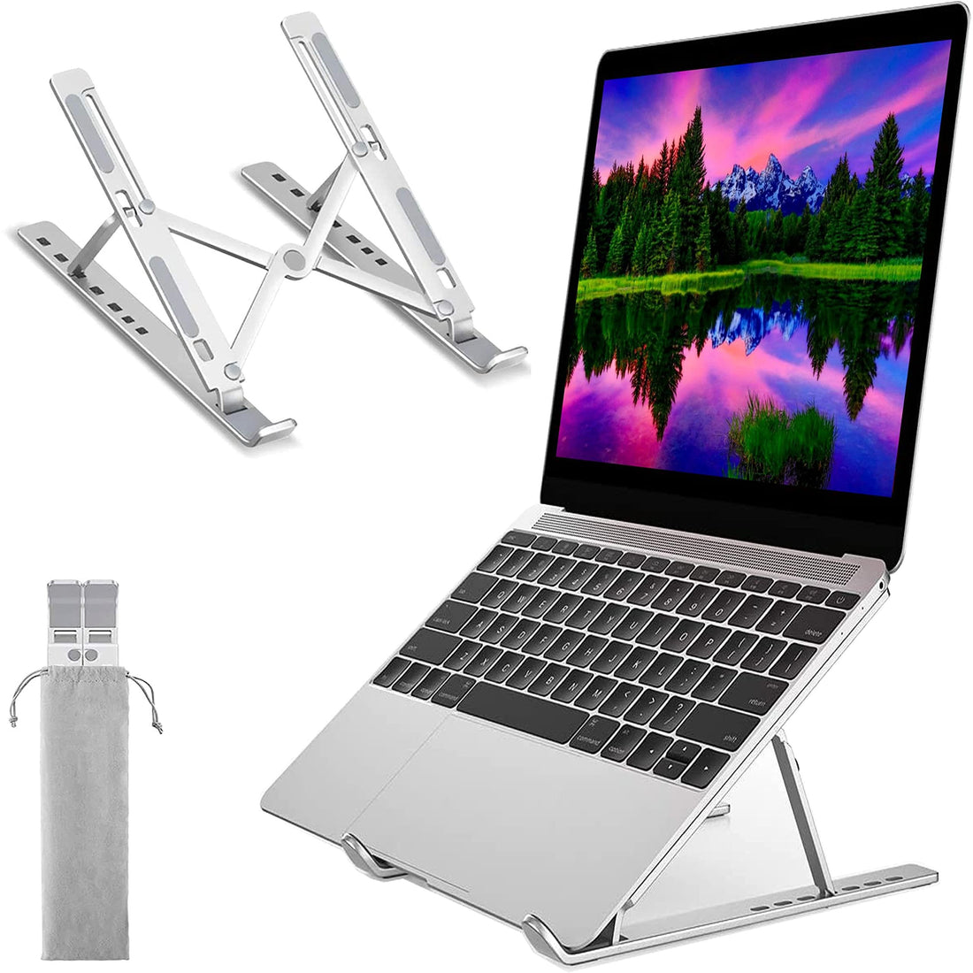Household Centre Portable Aluminum Foldable Stand with Height and Viewing Angle Adjustable for Laptops and Laptops -