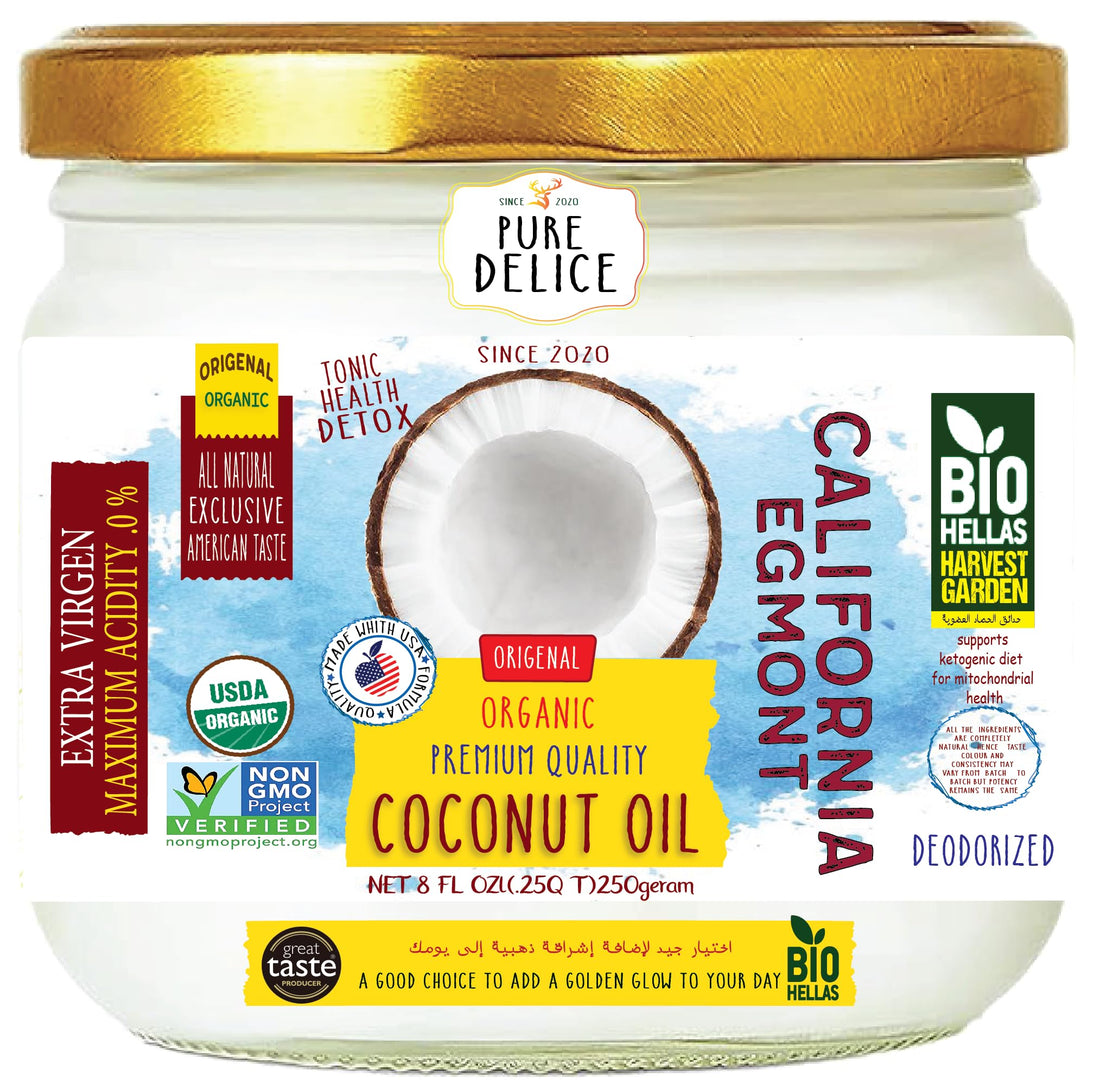 California Egmont Organic Extra Virgin Coconut Oil - Extracted & Cold-Pressed Premium Quality Widely Used for Cooking, Baking, Skin Care, Hair Care (250g, Deodorized)
