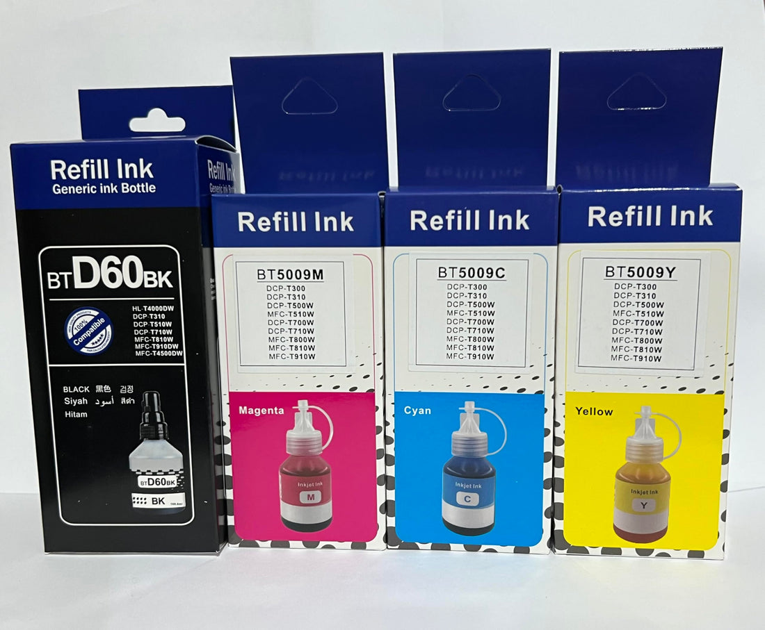Compatible Toner Set for Brother DCP-T310/T510W/T710W/MFC-T810W/T910W, BTD60BK Black and BT5009 Cyan, Magenta, Yellow, 4-Pack