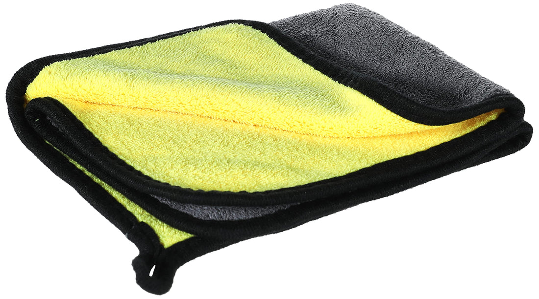Double-Faced Microfiber Car Cleaning Towel (Grey and Yellow, 30x40cm)