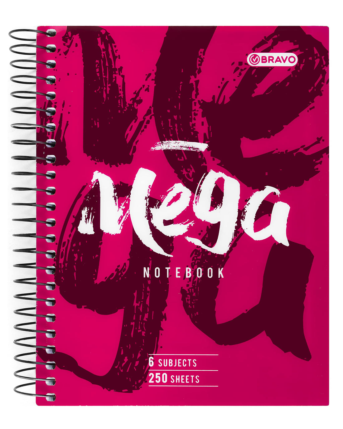 Bravo mega notebook a5 size - 250 sheets - 6 subjects - pink