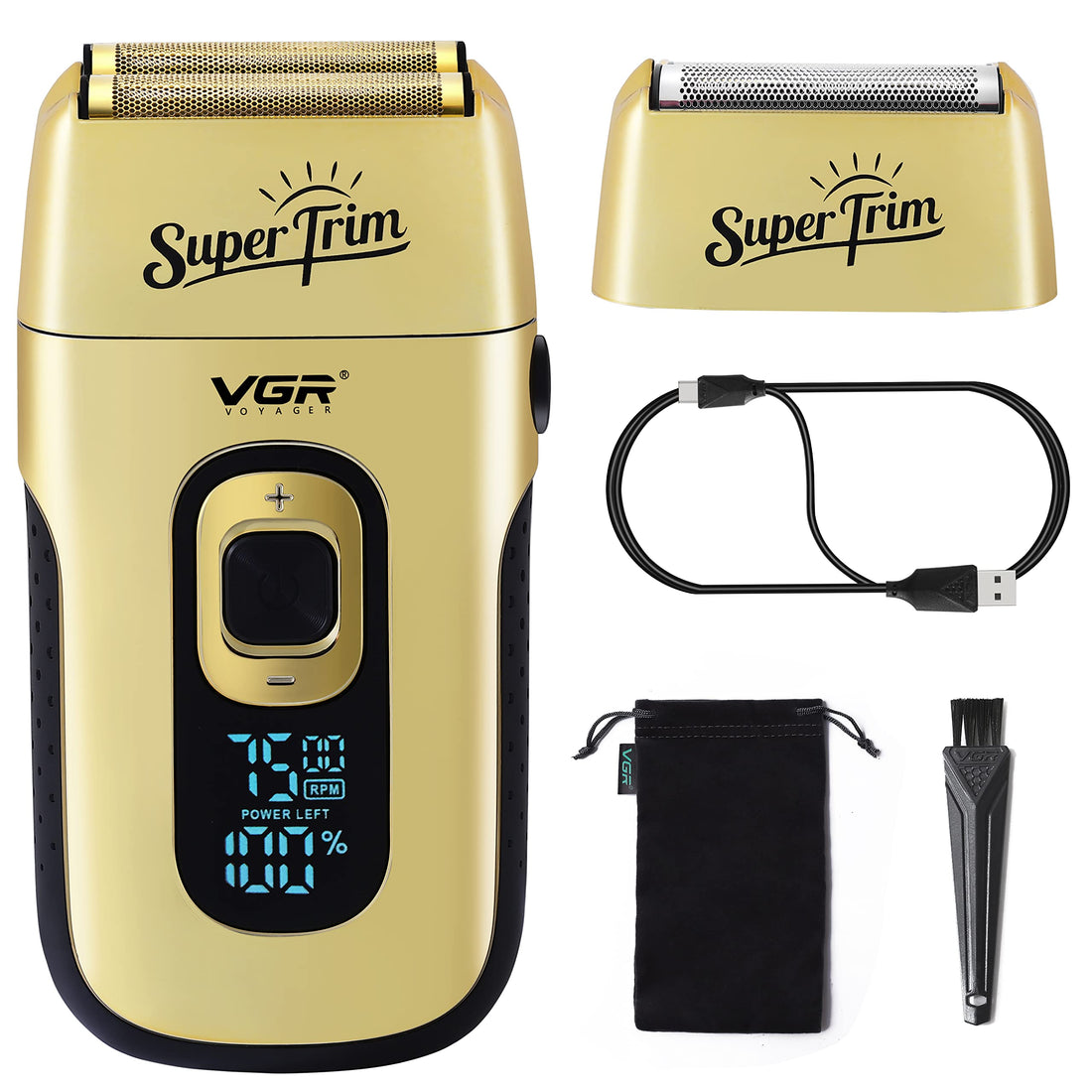 VGR V-332 Premium Cordless Rechargeable Foil Shaver for Men with pop-up trimmer Wet & Dry Shaver for Face Care Beard Trimmer Super-Fast Charge 150 mins Runtime with LED Digital Display 6500-7500RPM