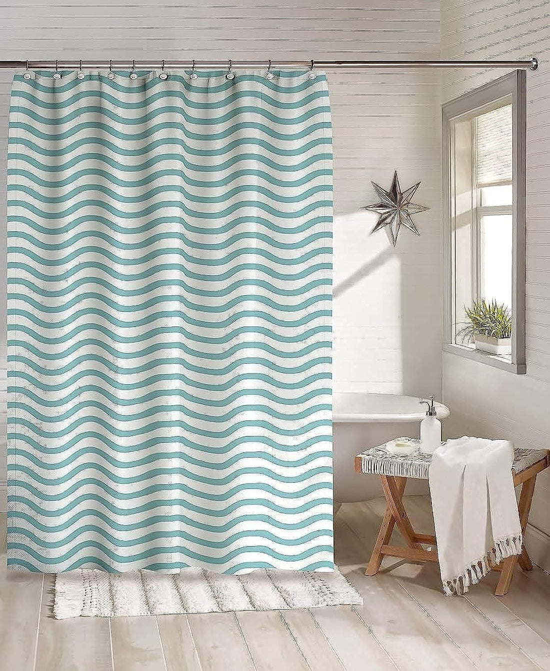 Eleven Group_ shower curtain water proof 200CM Length *280CM width with 12 hooks.