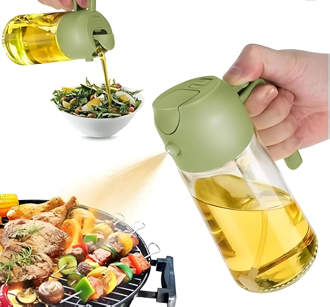 Kitchen Oil Dispenser - 470ml Olive Oil Bottle - Perfect for Cooking, Seasoning Salad and BBQ with 1 Brush