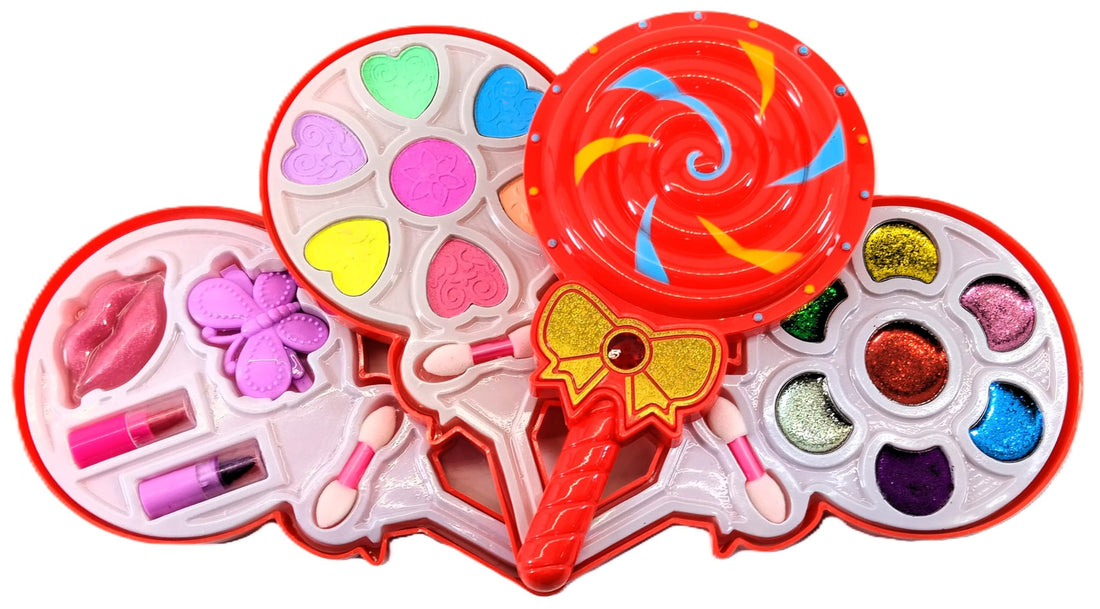 Girls Makeup Toy Set for Ages 3 to 12, Toy Accessories, Lollipop Themed Plastic Cosmetic Play Kit