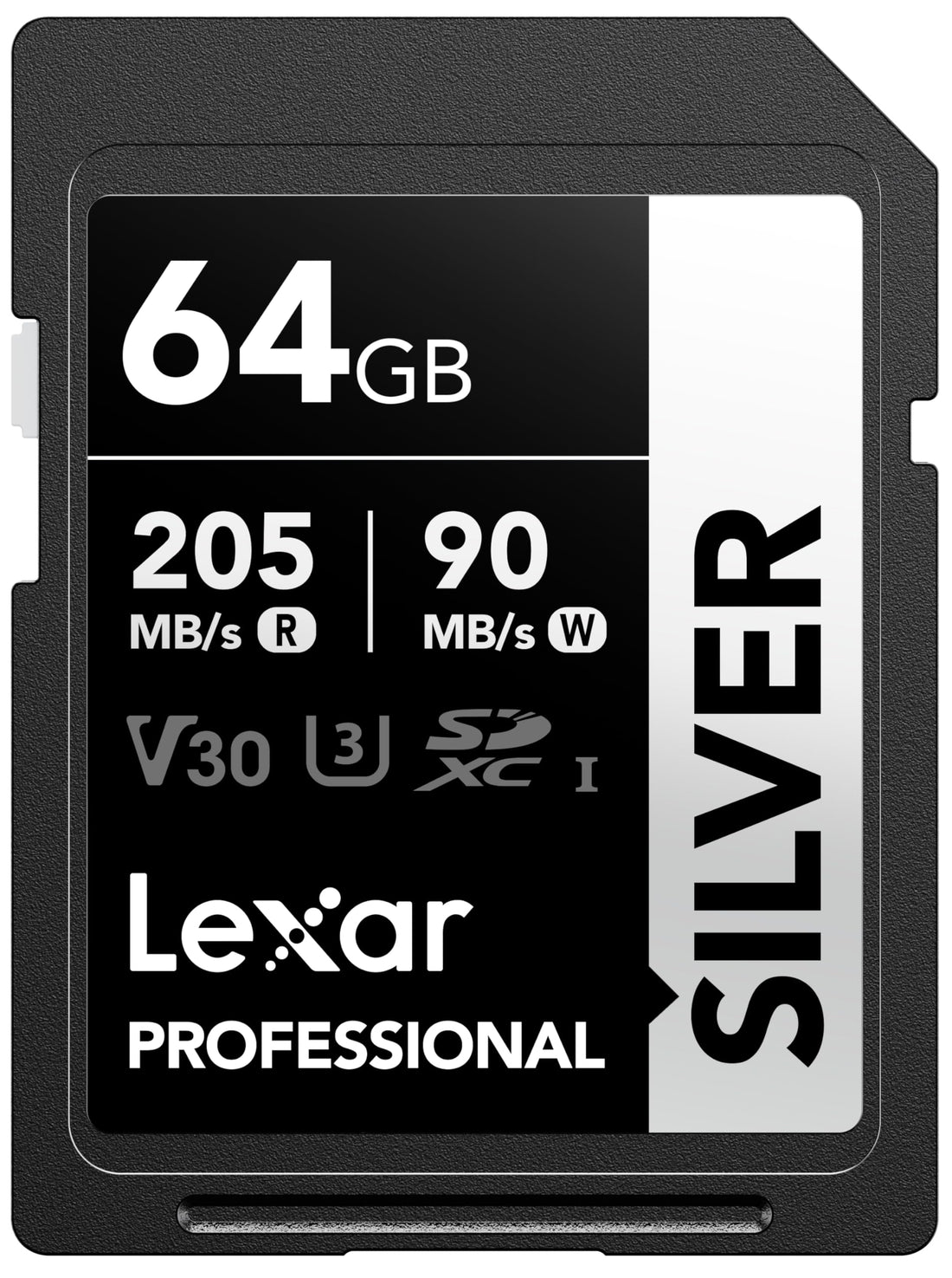 Lexar Professional SILVER SD Card 64GB, Up to 205MB/s Read, 140MB/s Write, SDXC UHS-I Memory Card, Class 10, U3, V30, SD Card for Professional Photographers, Videographers, Enthusiasts