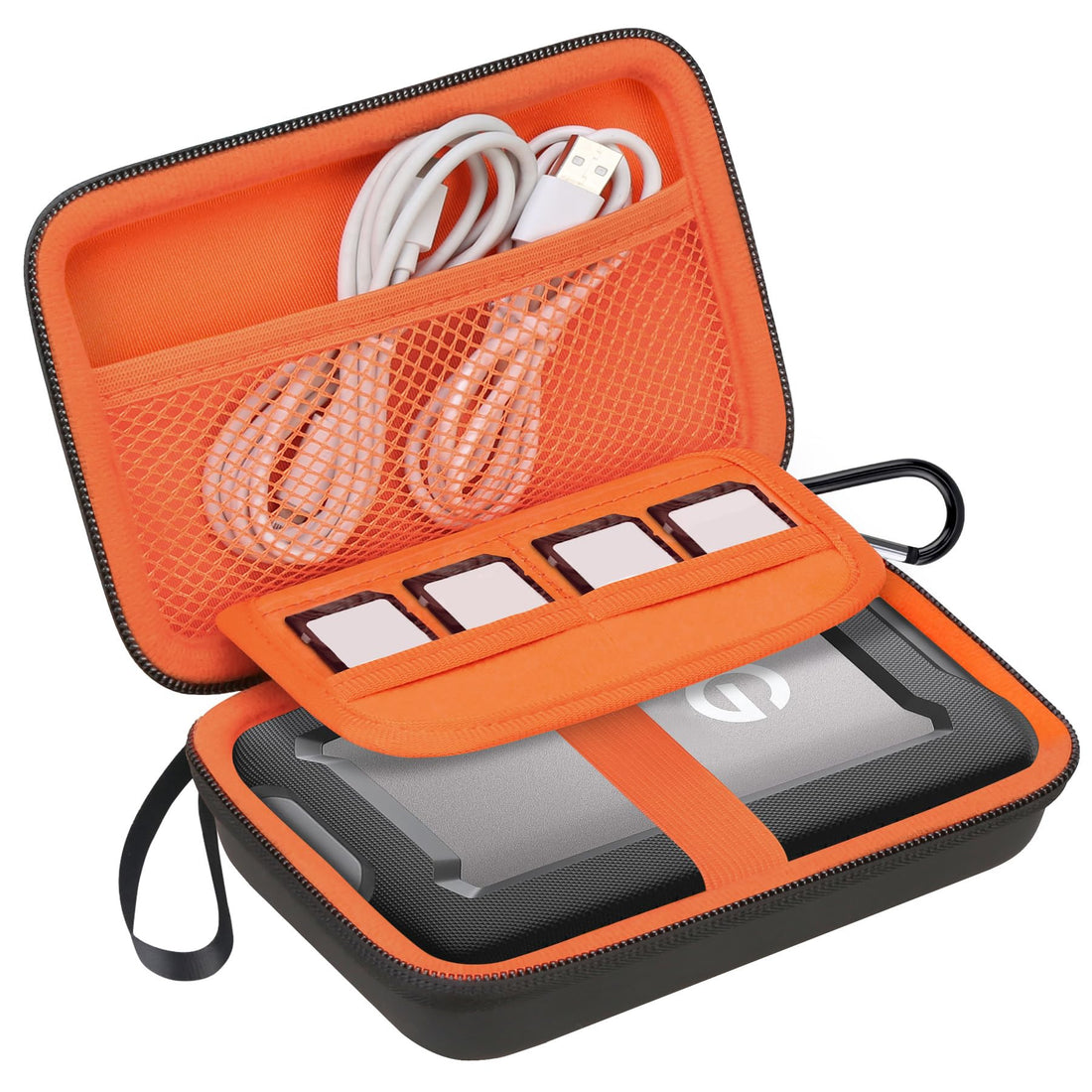 Lacdo Hard Drive Carrying Case for SanDisk Professional G-Drive ArmorATD – Rugged Portable External Hard Drive HDD USB-C USB 3.2 Gen 1 - SDPH81G 1TB 2TB 4TB 5TB Shockproof Protective Travel Bag,Orange