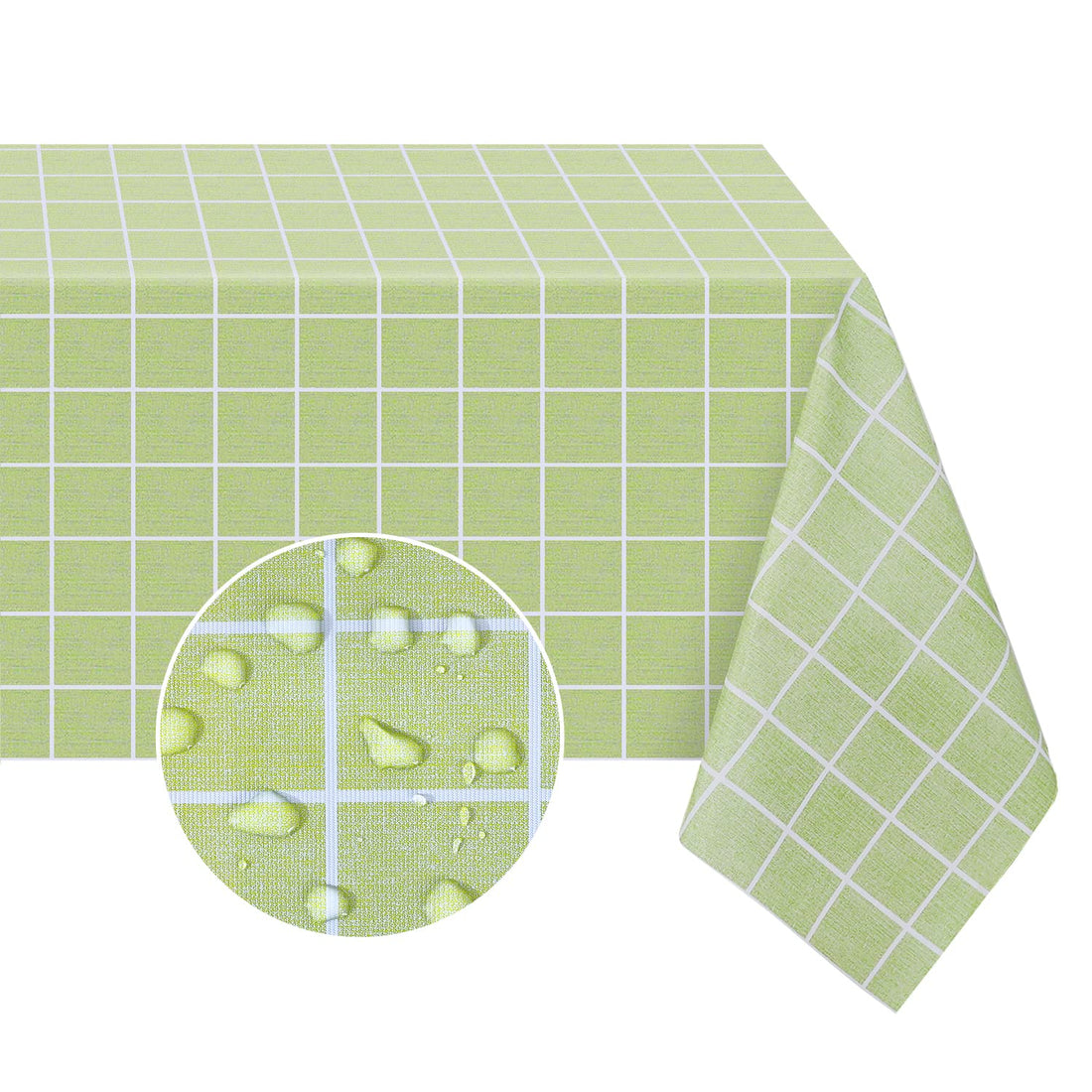 Romanstile Rectangle Checkered Waterproof Vinyl Tablecloth - Heavy Duty Oil Proof Stain Resistant Spill Proof Wipeable PVC Table Cloths for Dining Table/BBQ/Camping/Indoor Use (54x78 inch, Green Plaid