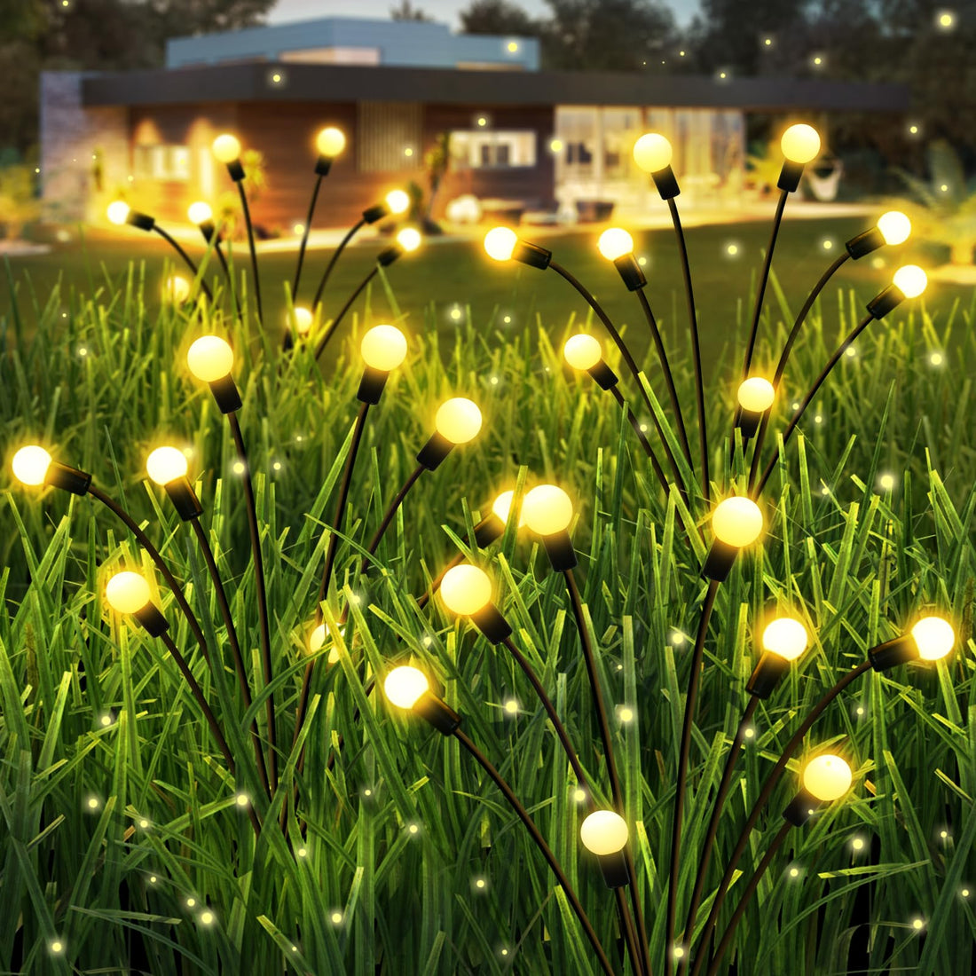 YIIFELL Solar Outdoor Light, 4 Pieces 8 LED Solar Firefly Lights, Outdoor Garden Solar Lamp IP65 Waterproof, Outdoor Lamp Decoration for Pathways, Yards, Gardens