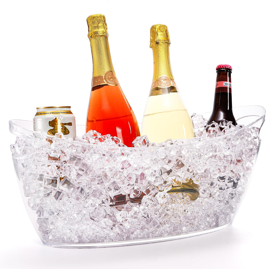 WRINGKIT Ice Bucket for Parties, Clear Acrylic Champagne Bucket with Handle, 6 Liter Beverage Ice Tub, Wine Beer Drink Buckets for Mimosa Bar, Cocktail Beer Bottle