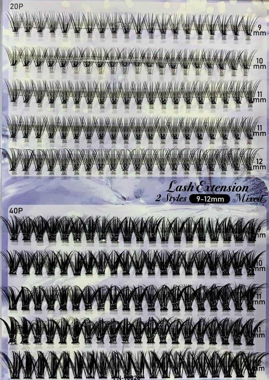 LAHES 200PCS - Extensions Individual Lash Volume 6D mink - FREE EYELASHES - Natural Eyelashes (2 STYLE -20P+40D-.07-DMIXm)-ONE BY ONE