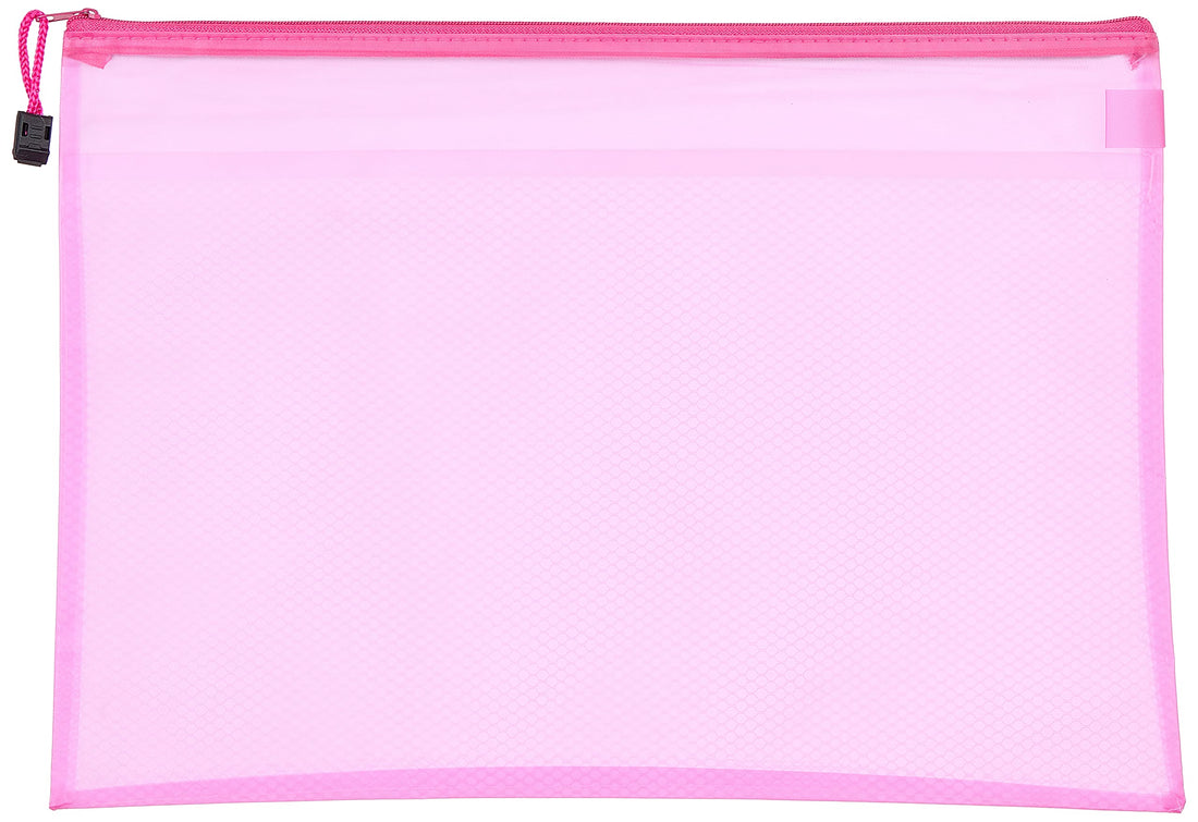 Flower patterned file with zipper, b4 - pink