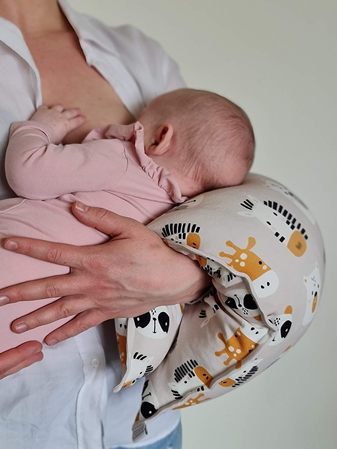 Moro Moro 3 Kid Pillow Baby Nursing Breastfeeding Pillow For Newborns Arm Cushion Baby Support Pillow With Antiallergic Material Used By Mom While Breastfeeding (Beige Animals)