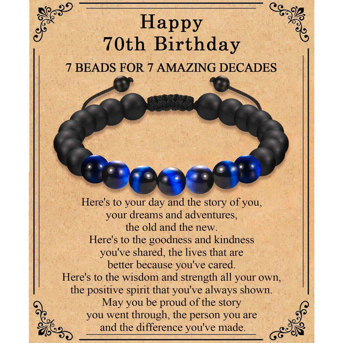 TEVOP 21st 30th 40th 50th 60th 70th Birthday Gifts for Men, Blue Beads Bracelet Mens Birthday Presents for Him Grandad Dad Son Grandson Brother Uncle, Perfect Birthday Ideas
