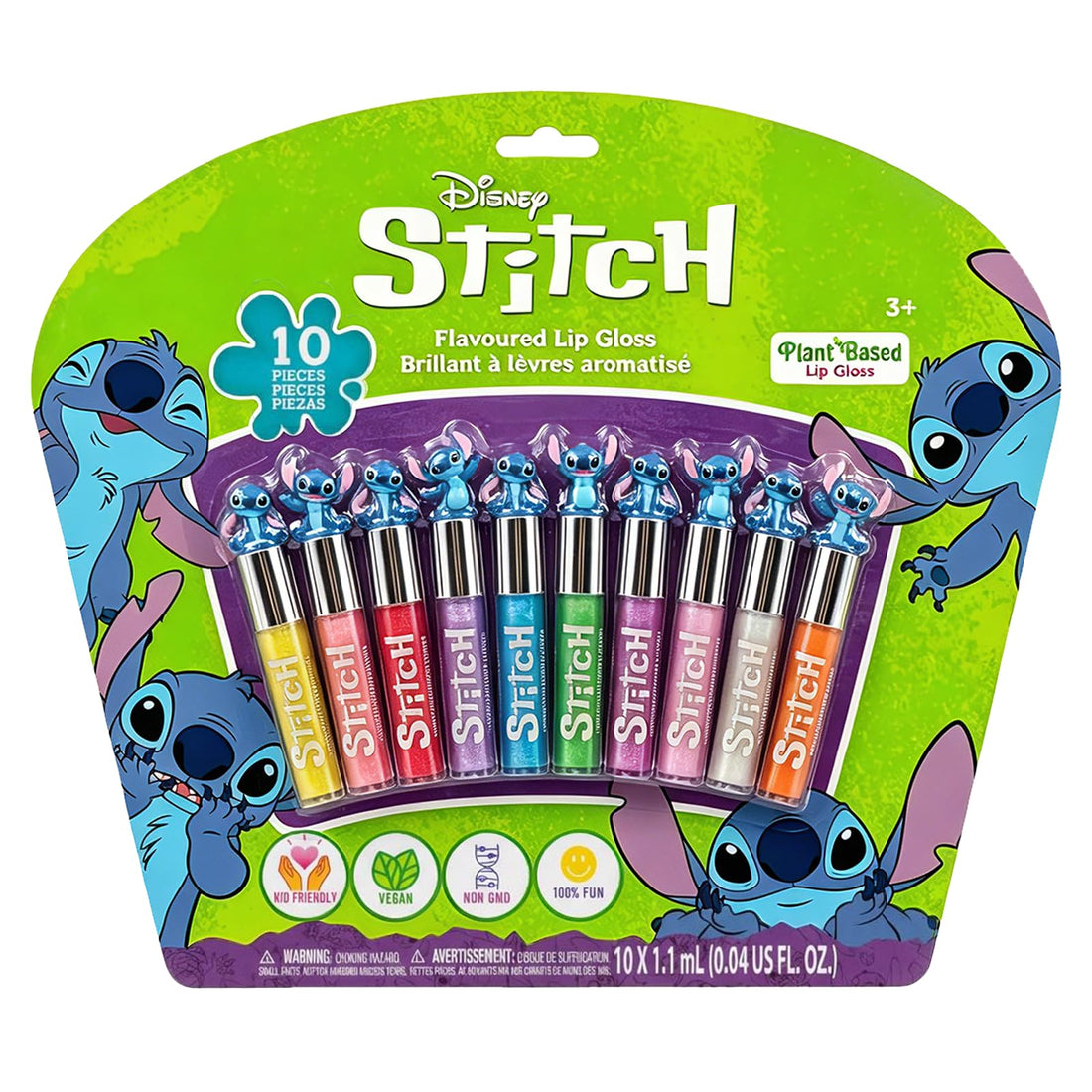 Stitch 10 Pcs Plant Based Lip Gloss, Party Favors for Girls Party Favors, First Makeup Set for Girls, Perfect for Parties, Sleepovers and Birthday Gifts, Age 3+, of Townley Girl