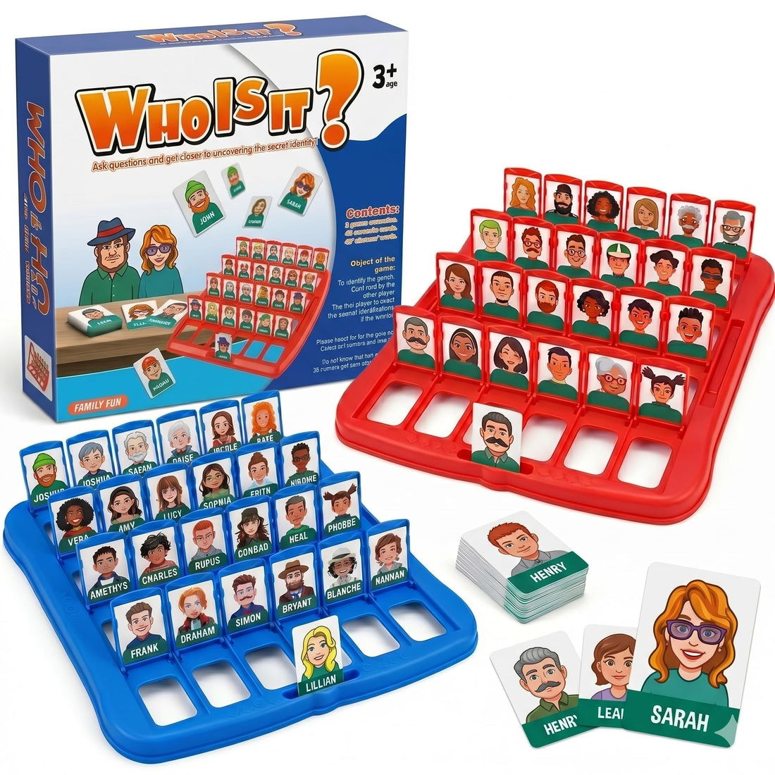 Guess Who Game for Kids,Who is It Board Game for 2Players,Family Game for multiple players, Who Whats Their Name, Who Am I (Multi players)