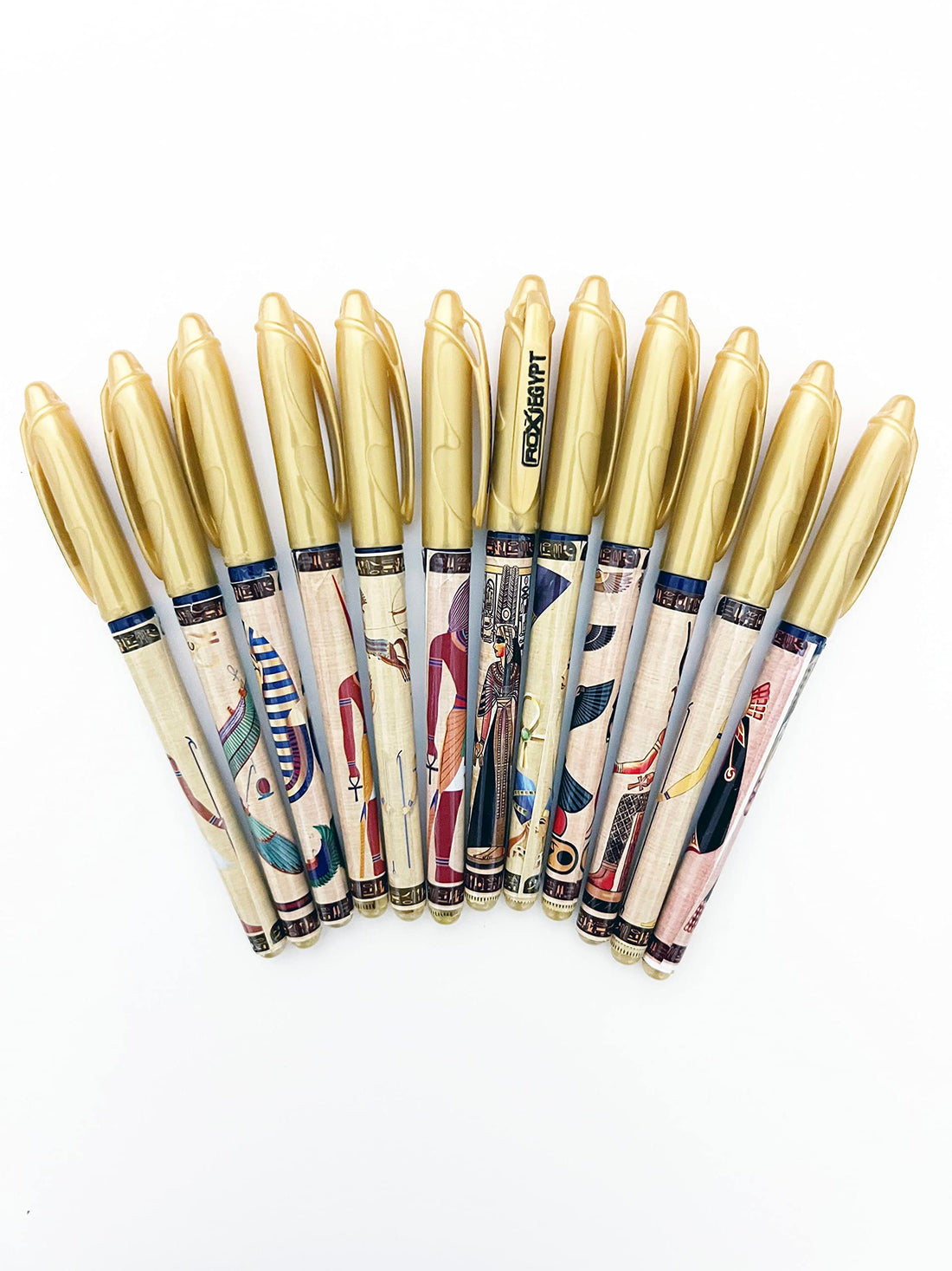 12 Pcs Egyptian Pharaonic Pens Creative Retractable Ballpoint Pen 0.5mm Blue Ink Random Wrapped Pharaonic Stickers Blue Ink Pen Creative Writing Stationery