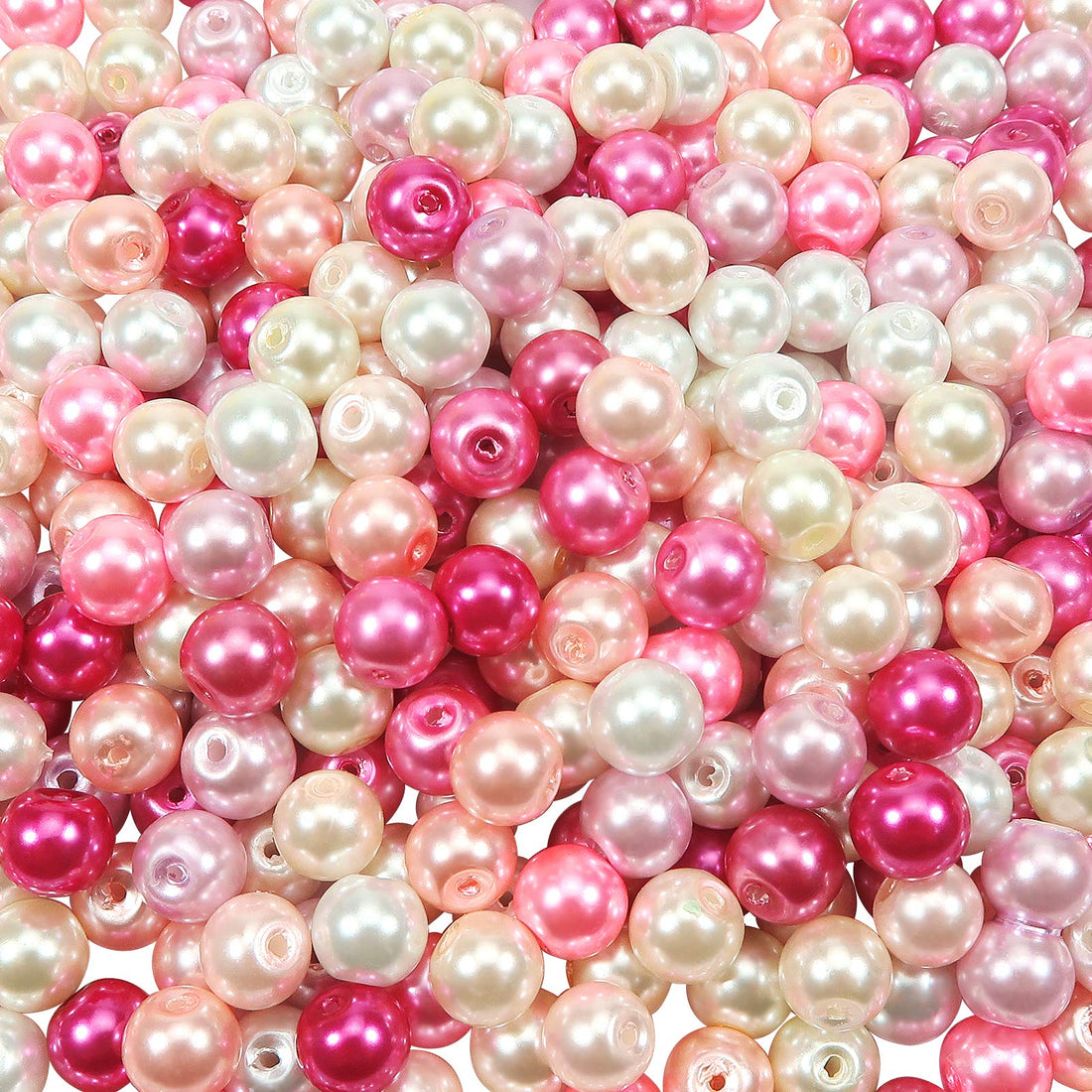 TOAOB THE ONE AND ONLY BABY 500pcs 8mm Multi Colors Round Glass Pearl Beads Loose Spacer Beads Findings for DIY Craft Necklaces Bracelets Jewelry Making