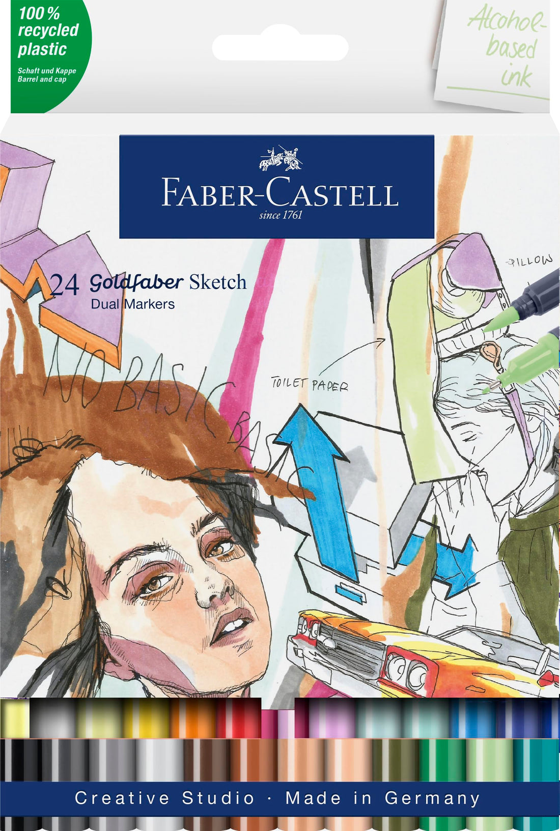 Faber-Castell Set Of 24 Colors Goldfaber Sketch Marker Carton Box No.164724