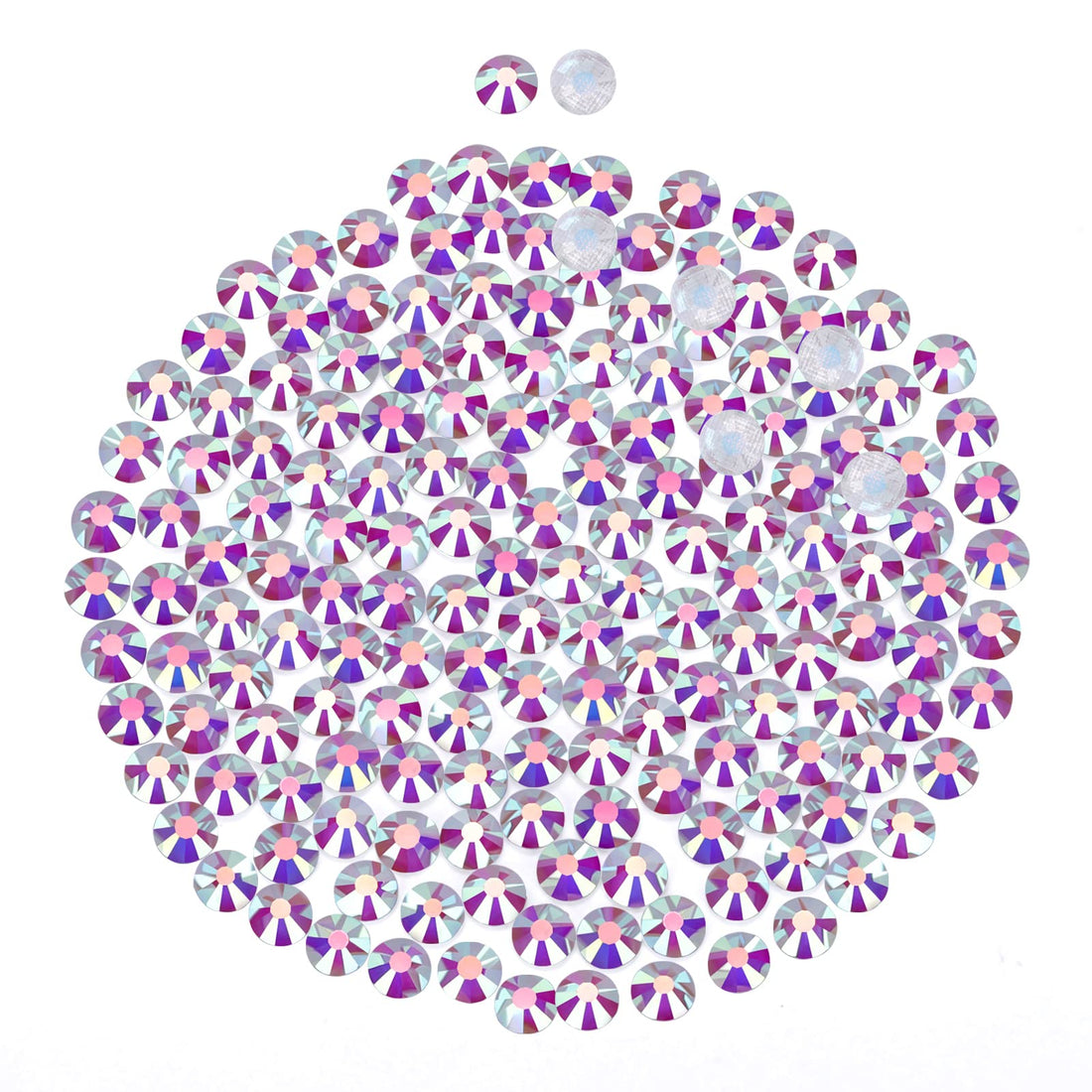 2880 Glitter Stones for Crafts - Hotfix Rhinestones Transparent Silver AB 2.8 mm Round Rhinestones for Textiles - Rhinestones with Grey Adhesive Surface (SS10, Transparent Silver AB)