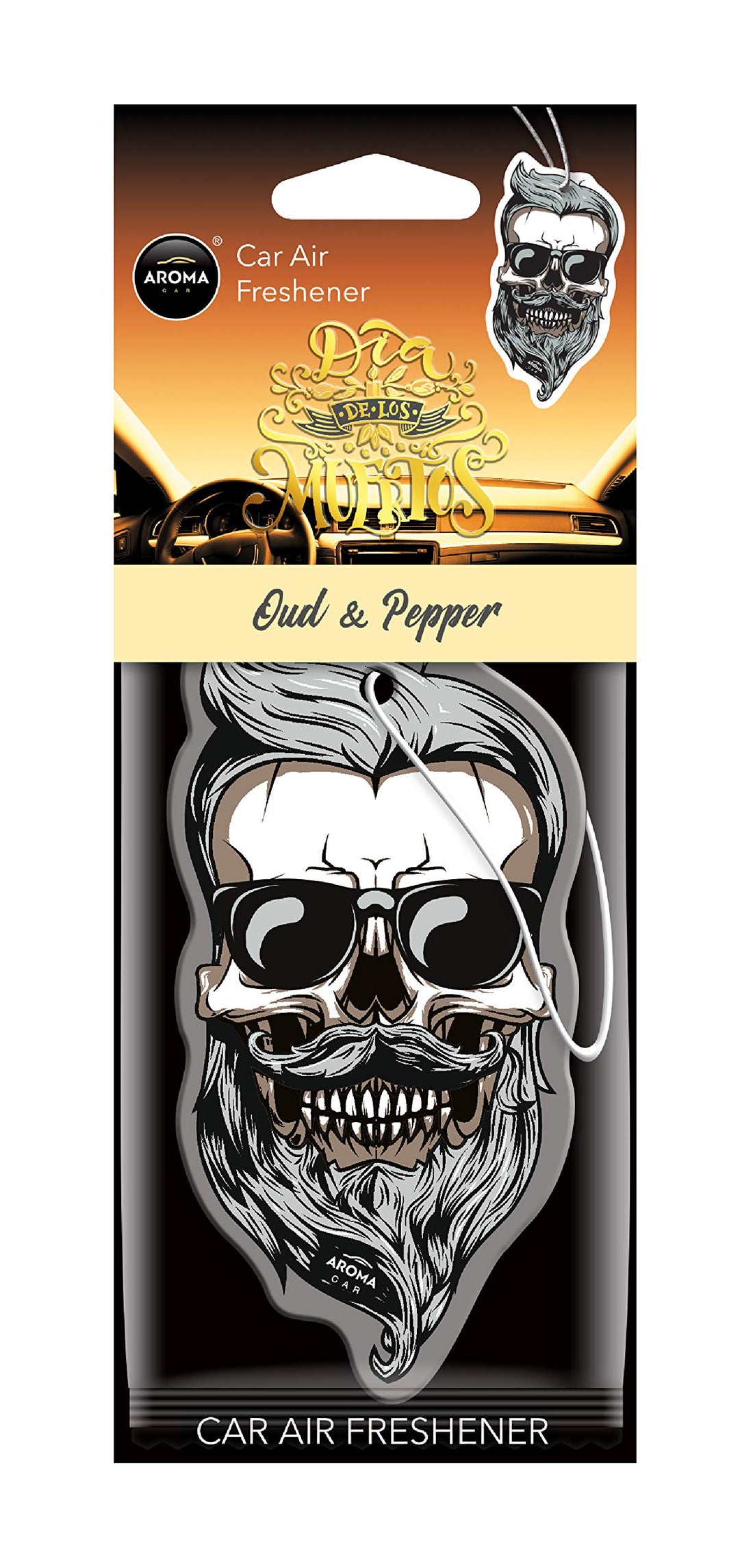 Muertos Oud & Pepper Skull: Elite Aroma Car Freshener