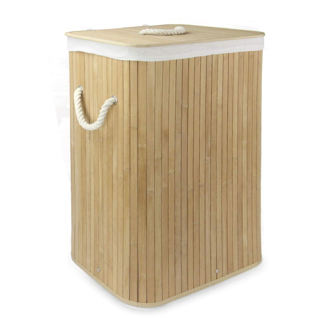 Bamboo Laundry Basket | 72L Collapsible Washing Basket | Storage Hamper | Removable & Washable Cloth Lining | Bedroom & Bathroom Laundry Bin | M&W