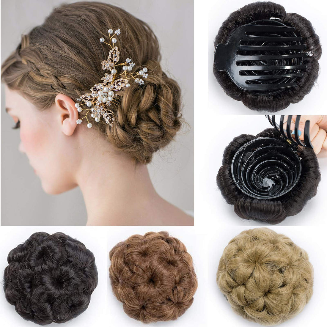 SEGO Hairpiece Bun Updo Hair Extensions Hair Scrunchie Messy Hair Extensions Hair Bun Wavy Dark Brown