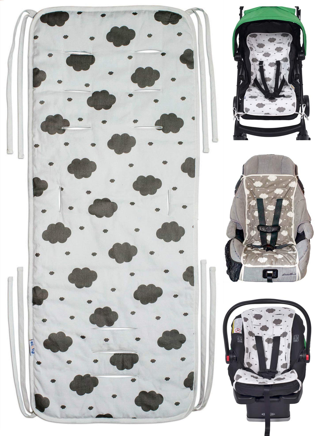 Moro Moro 3 Reversible Pure Cotton Universal Baby Seat Liner For Stroller, Car Seat, Jogger, Bouncer | Thick Cushion | Supports Newborns, Infants, And Toddlers | Quick And Easy Install