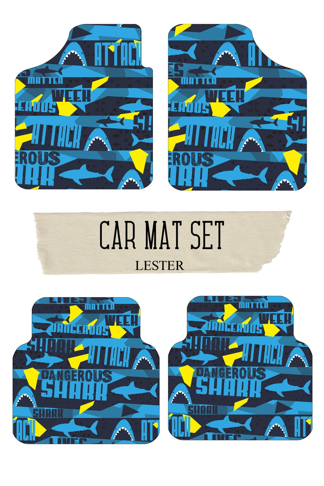 LESTER Rapid water absorption Easy to clean Car Mat Set blue and yellow